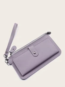 極簡風格雙口袋長款錢包 - 淡紫色 - 查看 3