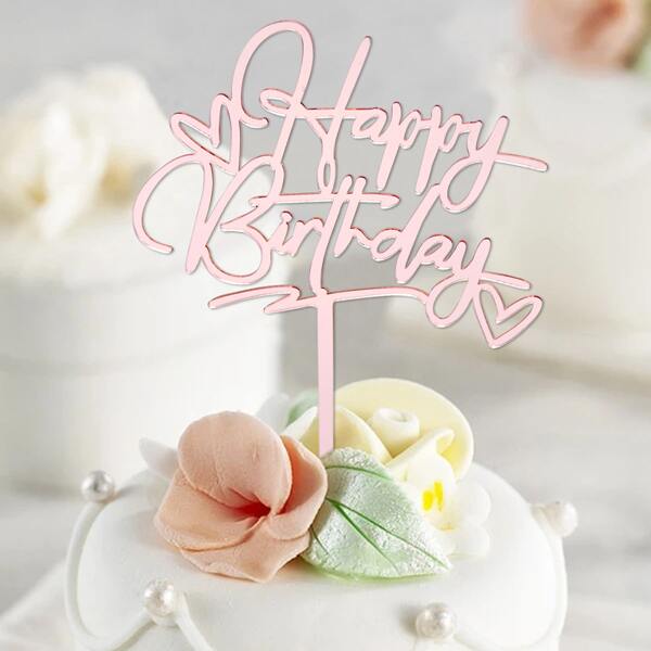 

1pc Decorative Birthday Cake Topper, Pink