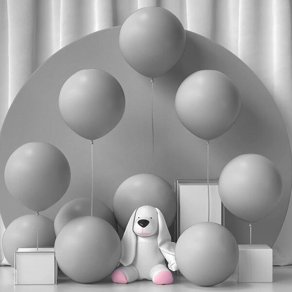 

10pcs Solid Color Decoration Balloon, Grey