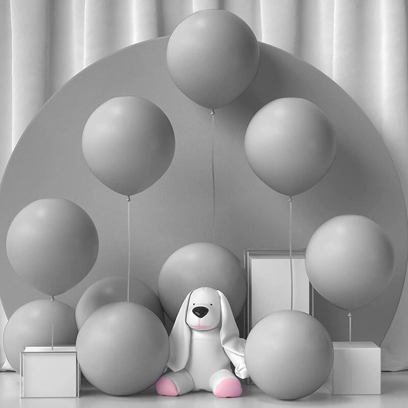 

10pcs Solid Color Decoration Balloon, Grey