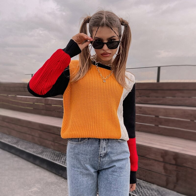 

Colorblock Ribbed Knit Sweater, Multicolor