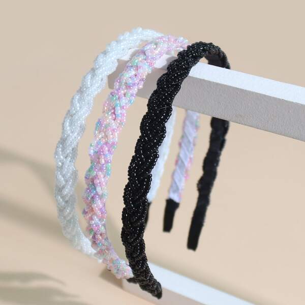 

3pcs Toddler Girls Beaded Headband, Multicolor