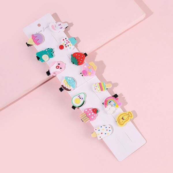 

14pcs Toddler Girls Cartoon Hair Clip, Multicolor