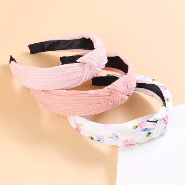 

3pcs Toddler Girls Knot Hair Hoop, Multicolor