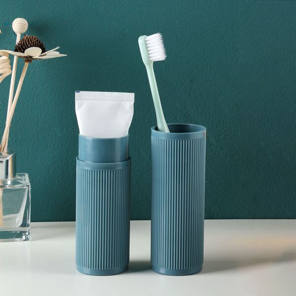 

1pc Solid Color Toothbrush Storage Box, Blue