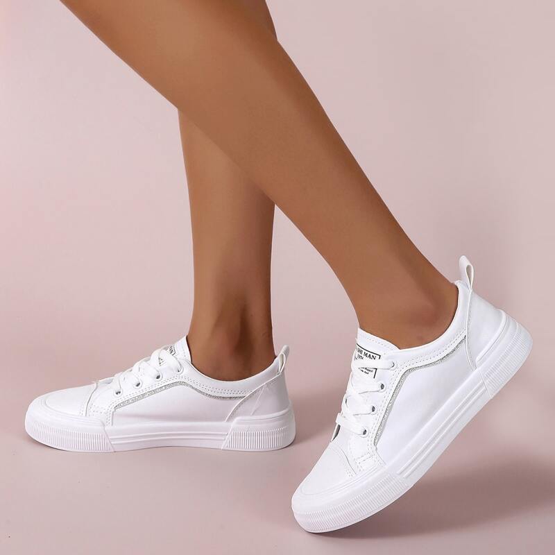 

Minimalist Lace-up Front Skate Shoes, White