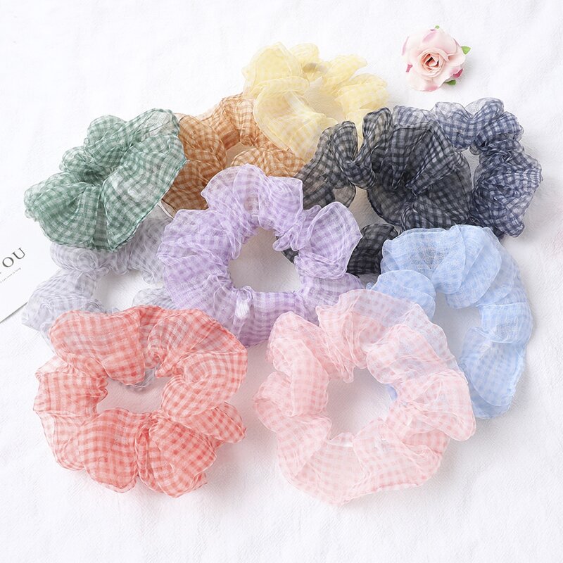 

2pcs Random Plaid Scrunchie, Multicolor