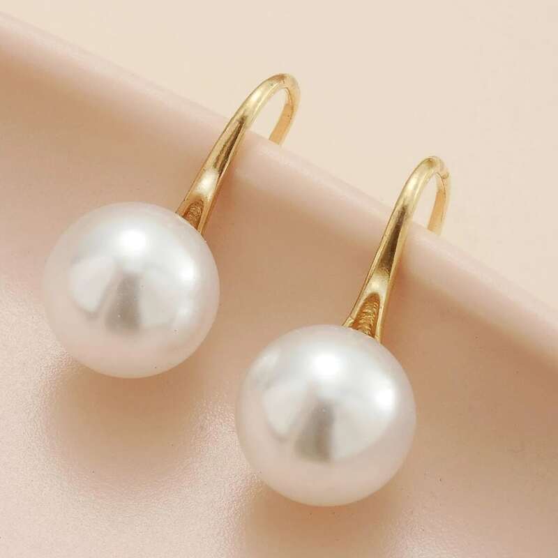 

Faux Pearl Decor Earrings, Gold