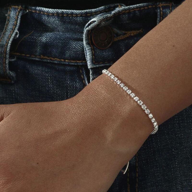 

Rhinestone Decor Bracelet, Silver