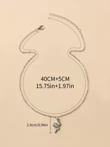 Rhinestone Snake Charm Necklace