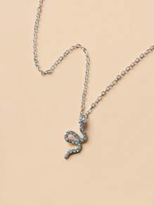 Rhinestone Snake Charm Necklace