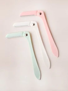 修眉剃須刀3把裝塑料拳擊盒折疊剃須刀女士修眉刀面部剃須刀折疊面部剃須刀男女適用 - 彩色 - 查看 3