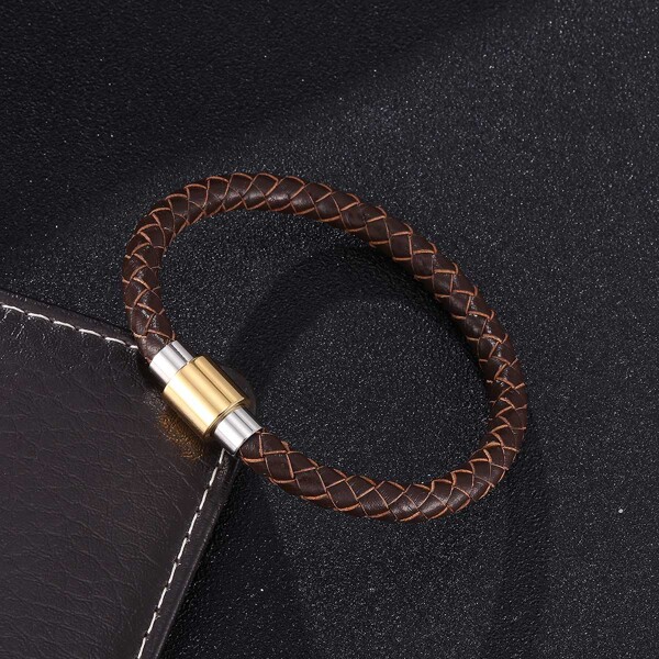 

Men PU Leather Braided Bracelet, Brown