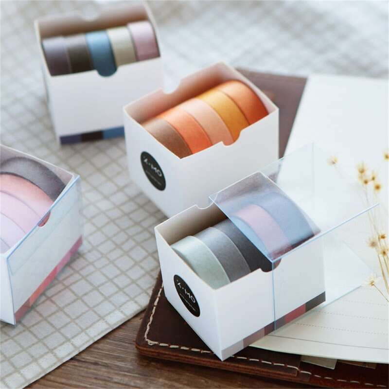 

5rolls Plain Random Washi Tape, Multicolor