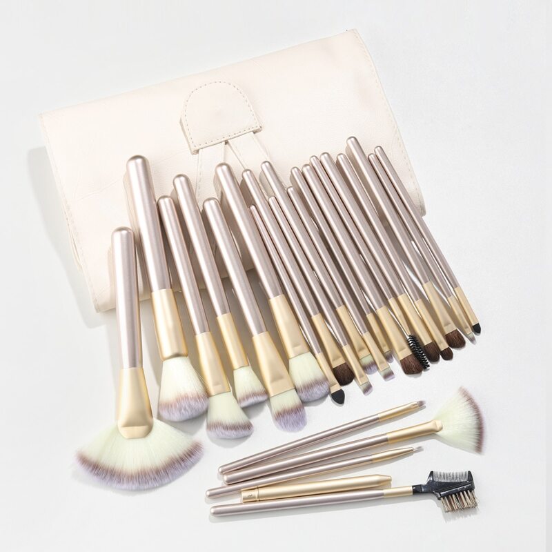

24pcs Makeup Brush With Storage, Champagne