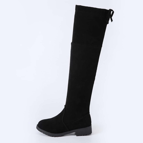 

Suede Over The Knee Chunky Boots, Black