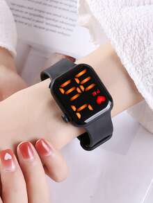 Reloj electrónico de silicona con tira - Negro - Ver 2