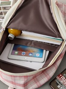 5 piezas set Bolsa para la escuela de tartán - Multicolor - Ver 4