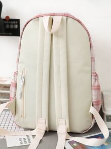 5 piezas set Bolsa para la escuela de tartán - Multicolor - Ver 3