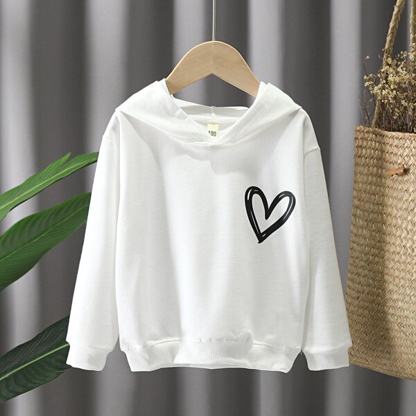 

Toddler Girls Heart Print Hoodie, White