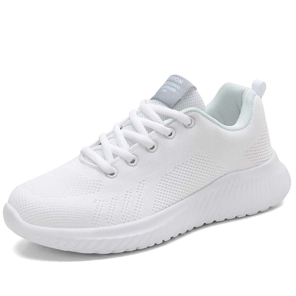 

Patch Decor Lace-up Running Shoes, White