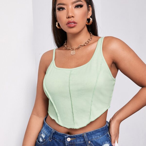 

Plus Solid Asymmetrical Crop Cami Top, Mint green
