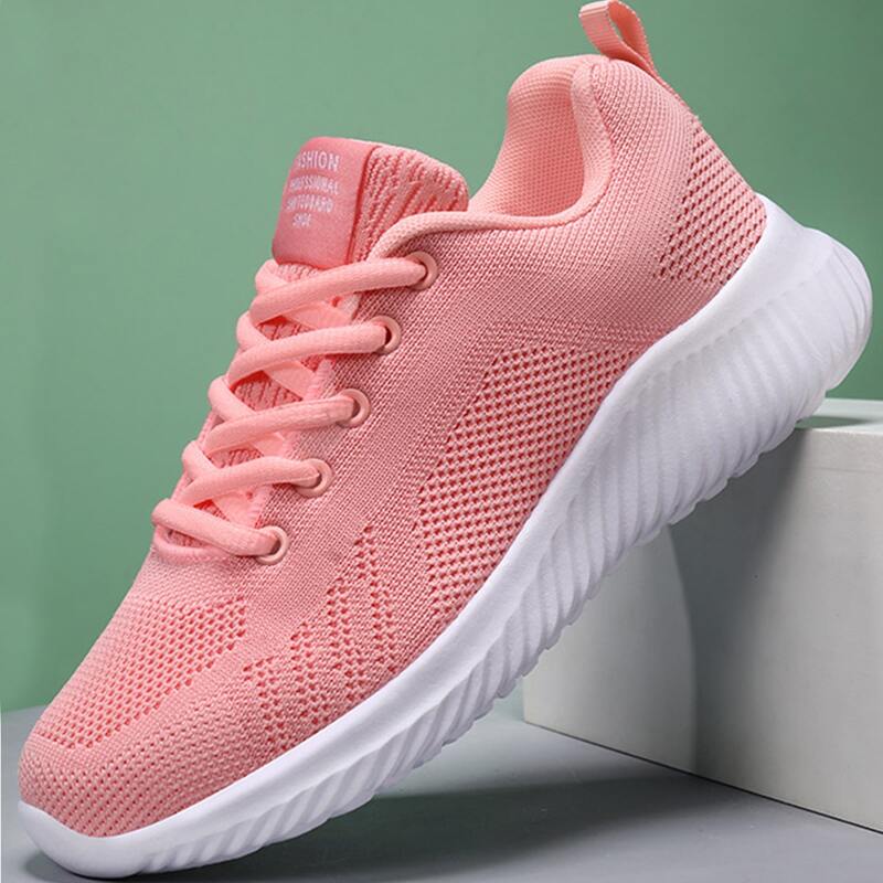 

Patch Decor Lace-up Running Shoes, Pink