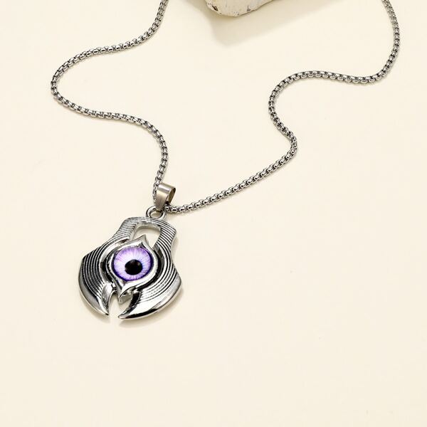 

Men Eye Charm Necklace, Silver