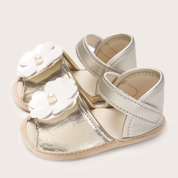 

Baby Floral Appliques Sandals, Gold