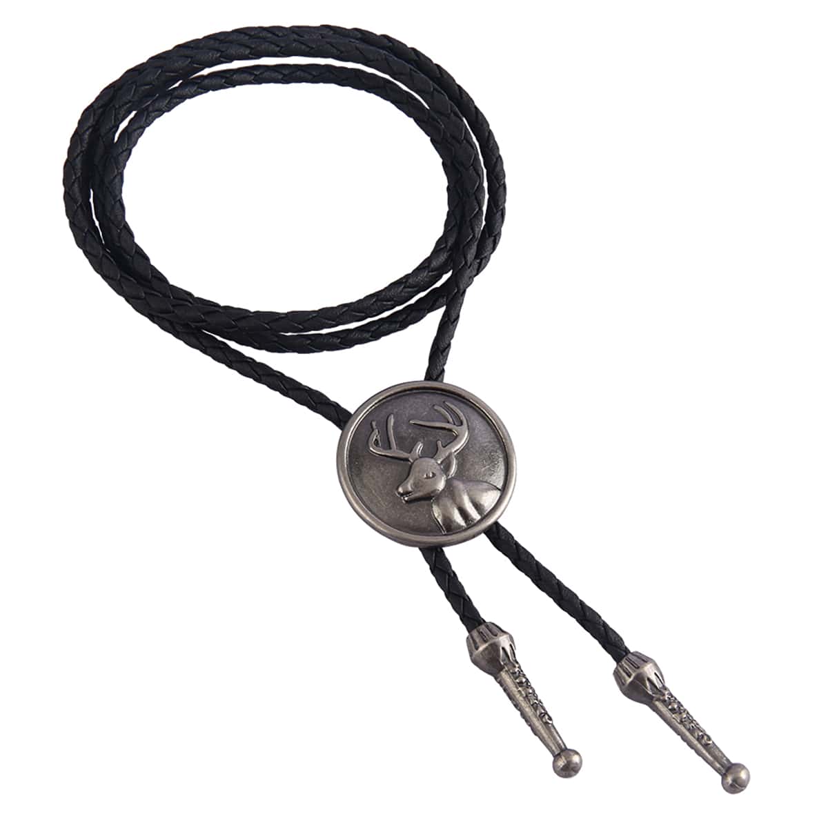 

Guys Animal Decor Round Charm Necklace, Black