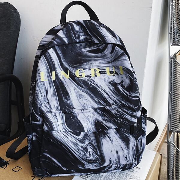 

Letter Graphic Tie Dye Pattern Backpack, Multicolor