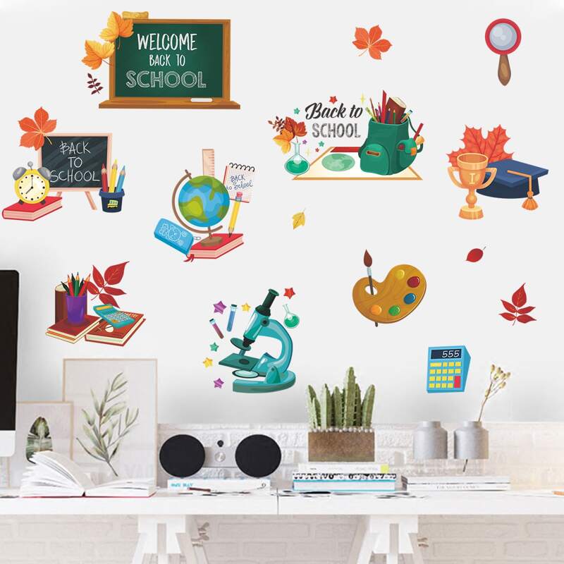 

2sheets Stationery Print Wall Sticker, Multicolor