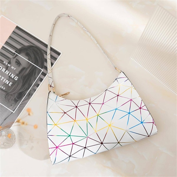 

Allover Gradient Geometric Shoulder Bag, White