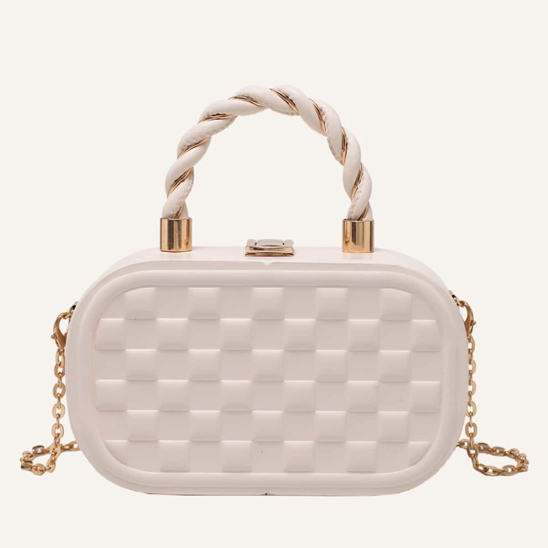 

Minimalist Chain Box Bag, Beige