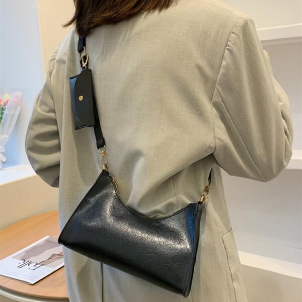 

Minimalist Square Bag With Small Wallet, Black