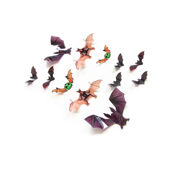 

12pcs 3D Bat Wall Sticker, Multicolor