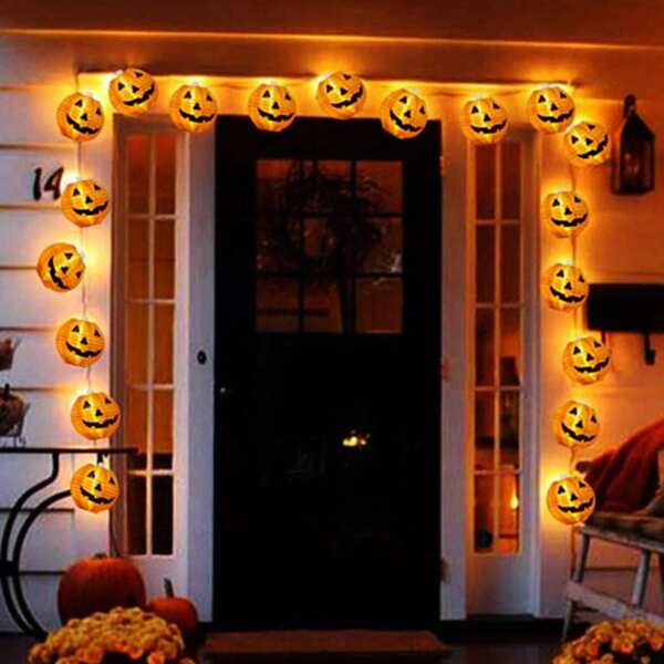 

1pc Halloween String Light With 10pcs Pumpkin Shaped Bulb, Yellow