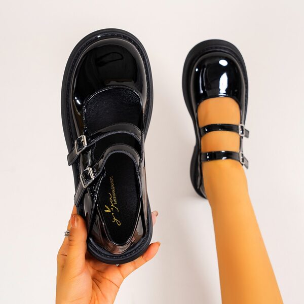 

Minimalist Double Strap Mary Janes, Black
