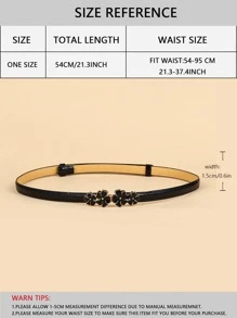 花朵裝飾束腰帶,優雅時尚 - 黑色 - 查看 4