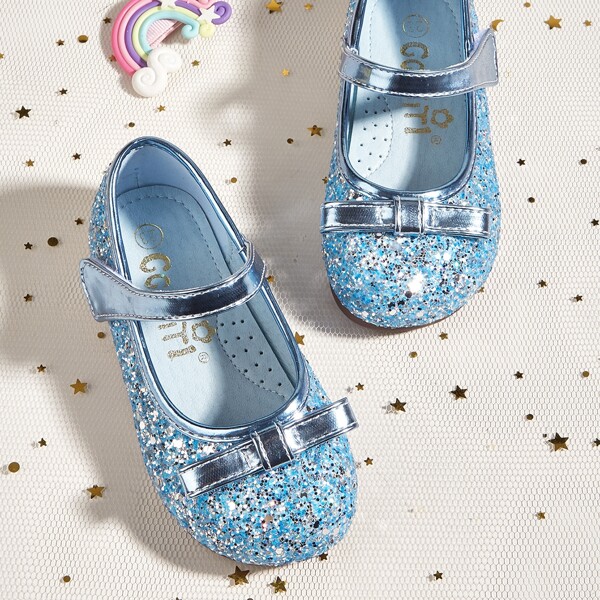 

Toddler Girls Sequins & Bow Decor Flats, Blue