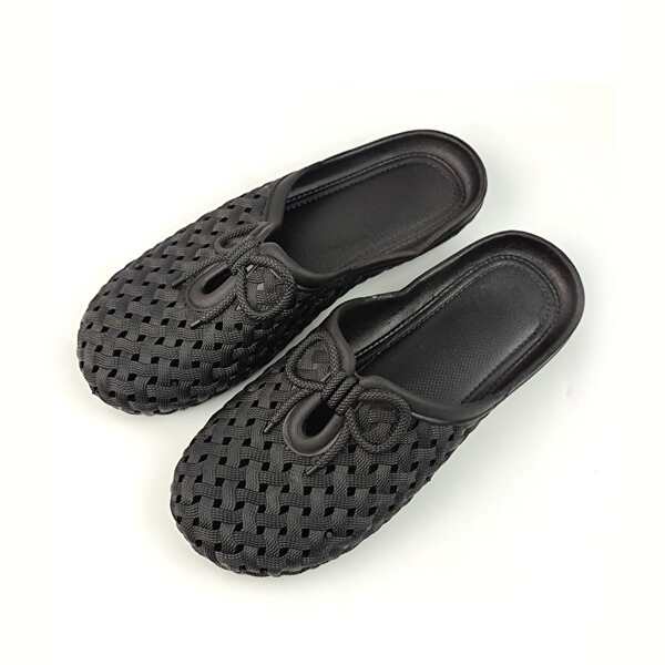 

Bow Decor Hollow Out Design Slides, Black