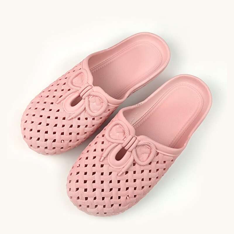 

Bow Decor Hollow Out Design Slides, Pink