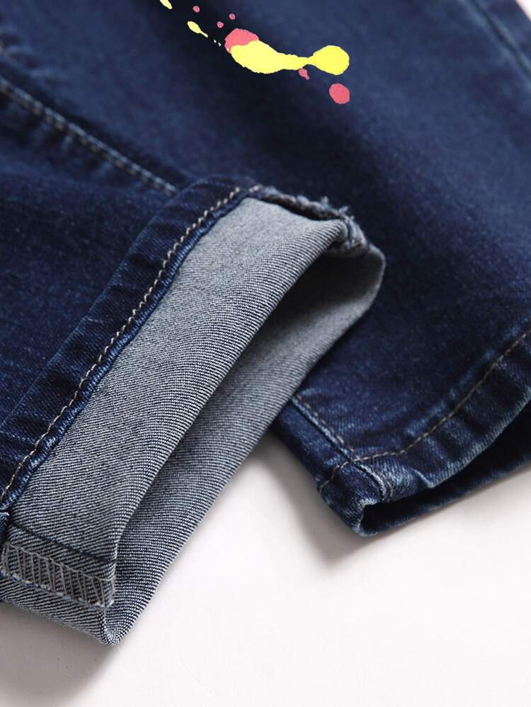 ROMWE MEN Guys Cat's Whiskers Ripped Jeans - Dark Wash - View 6