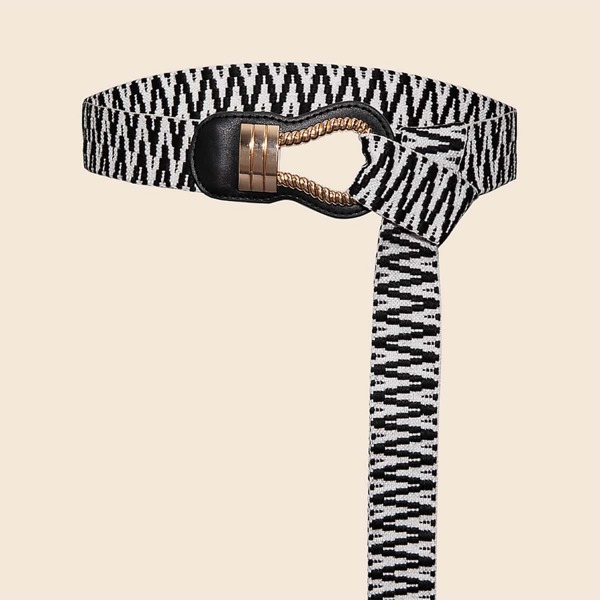 

Two Tone Tape Belt, Black and white