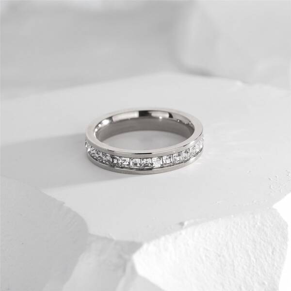 

Rhinestone Decor Ring, Silver