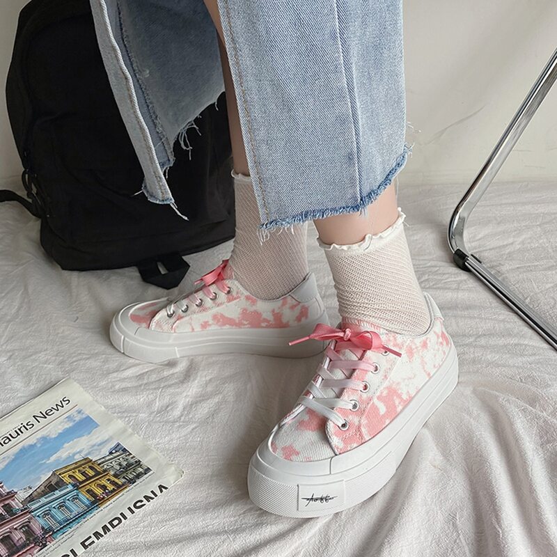 

Tie Dye Pattern Canvas Shoes, Pink