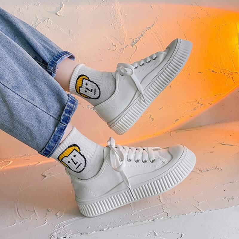 

Low-top Lace-up Front Canvas Shoes, White