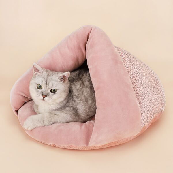 

1pc Plain Pet Bed, Pink