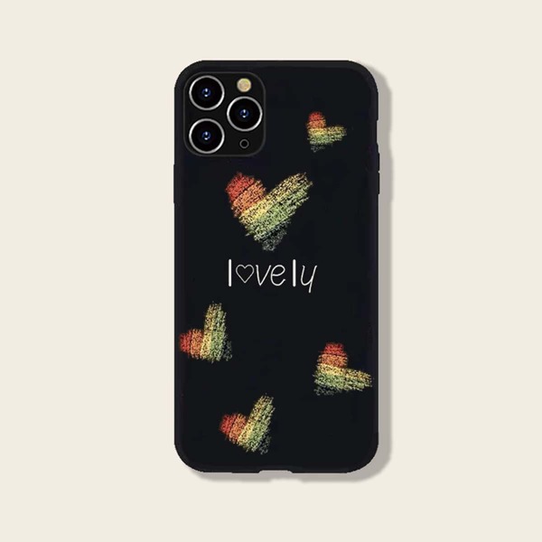 

Heart Pattern Phone Case, Black