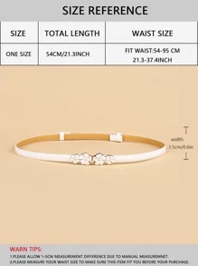 1pc Women Flower Decor Belt Casual Valentine's Day Fall, Autumn, Halloween - White - View 2